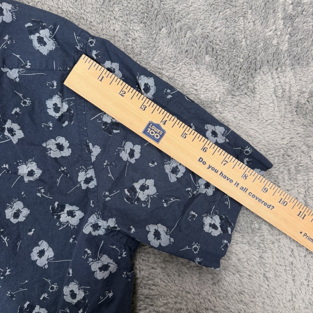 UNTUCKit Coolidge Shirt Mens M Blue 100% Cotton Floral Short Sleeve Button Up - Picture 8 of 8
